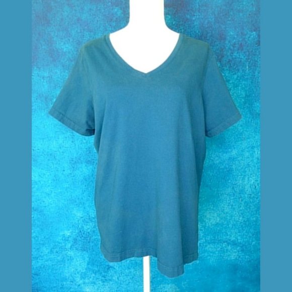 Woman Within Woman Within Teal V Neck Tee 18/20 L - Picture 1 of 8